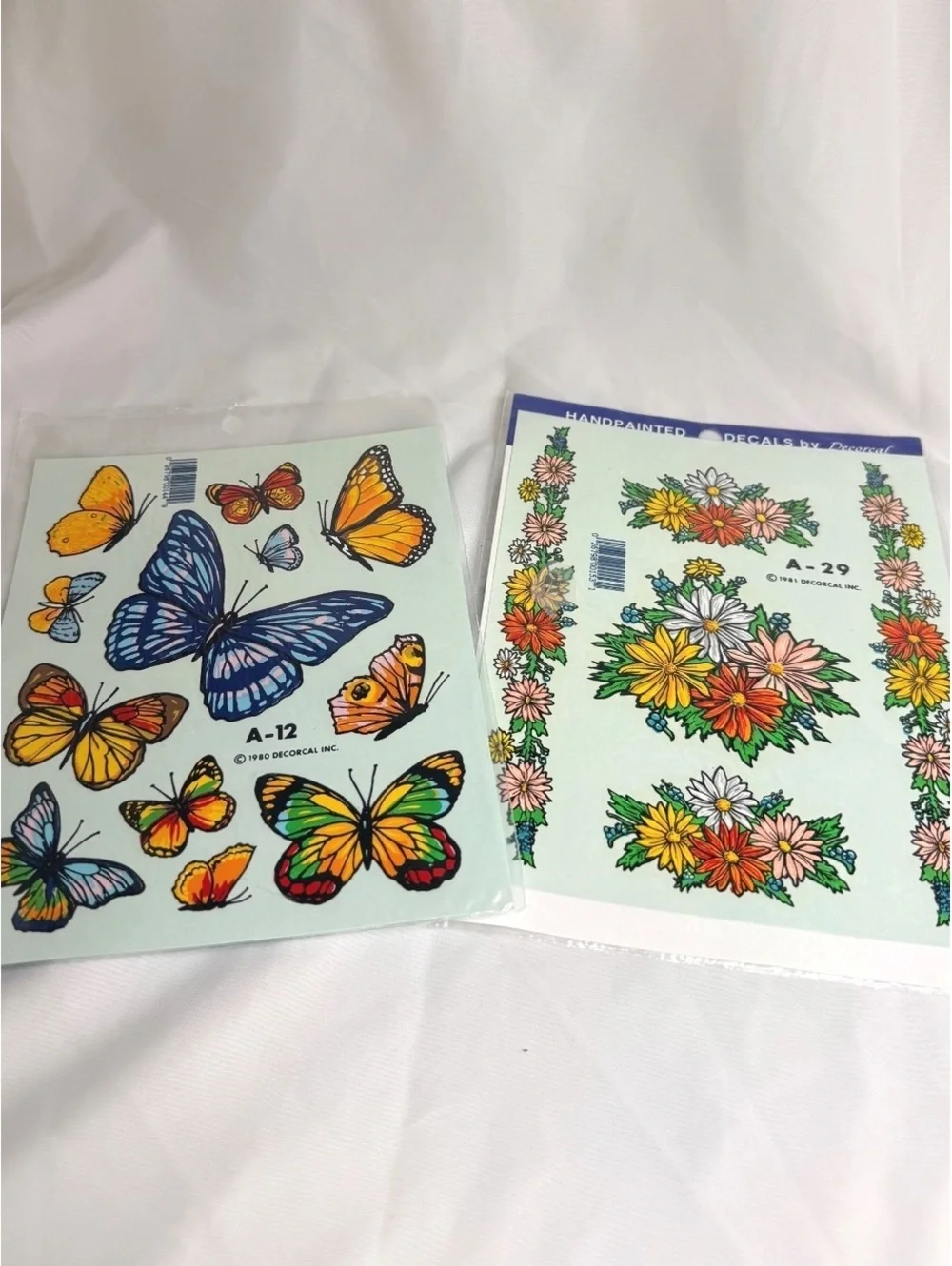 1980 1981 Vintage Decorcal Inc Butterfly and Flower Water Transfer Decals
